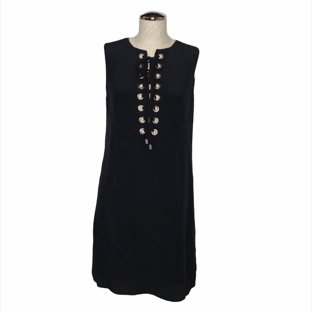 Lavender Brown Black Silk Lace Up Dress Size XS